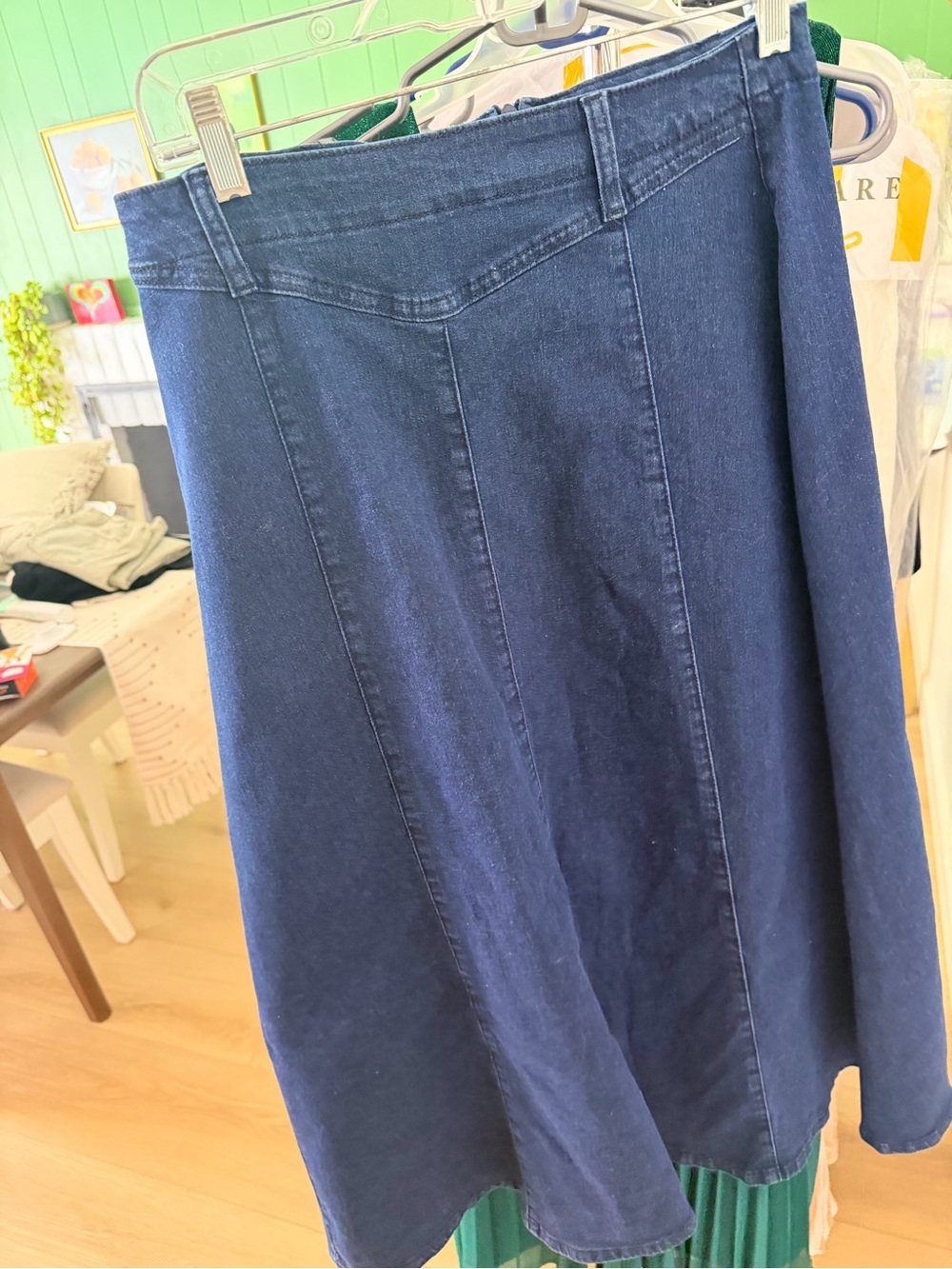 Lulu's Dark Blue Denim Midi Skirt